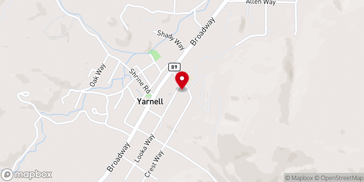 Map showing location of Yarnell Community Presbyterian Church
