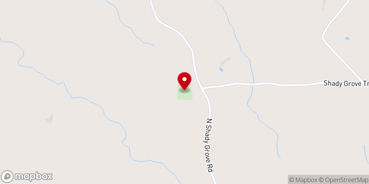 Map showing location of Shady Grove Baptist Church