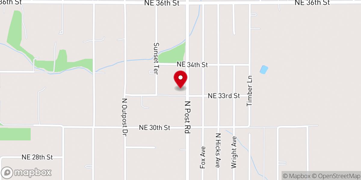 Map showing location of First Baptist Church of Hicks