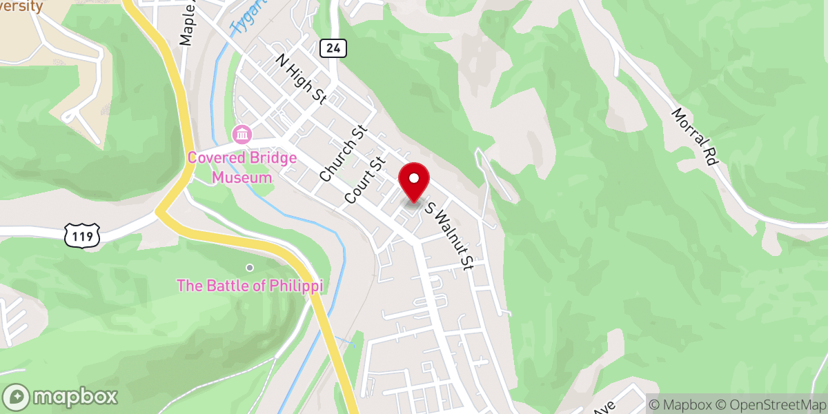Map showing location of Philippi United Methodist Church