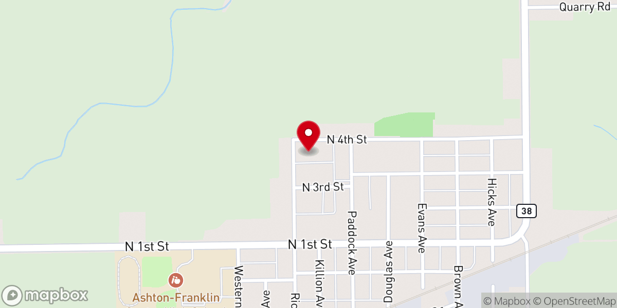 Map showing location of Ashton United Methodist Church
