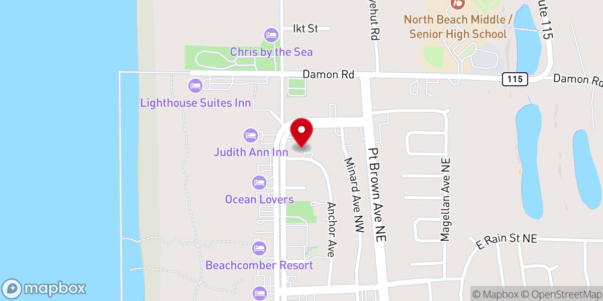 Map showing location of Ocean Shores Food Bank
