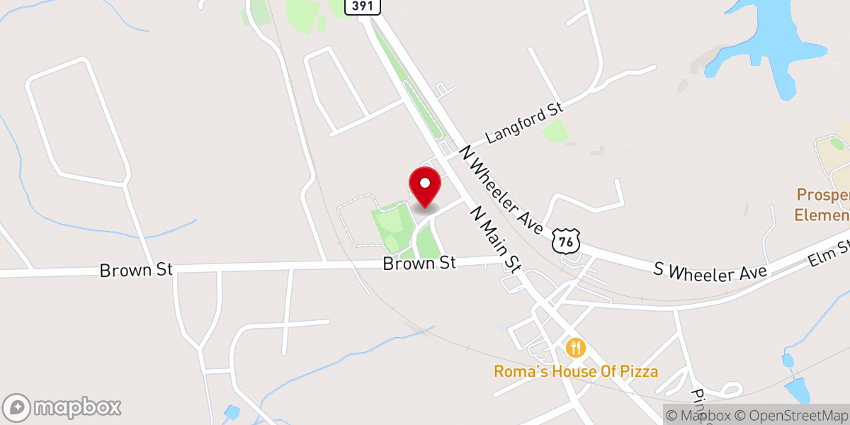 Map showing location of Prosperity Civic Center