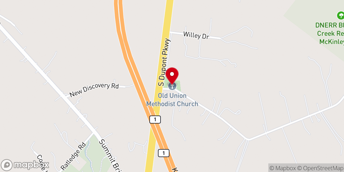 Map showing location of Old Union Church
