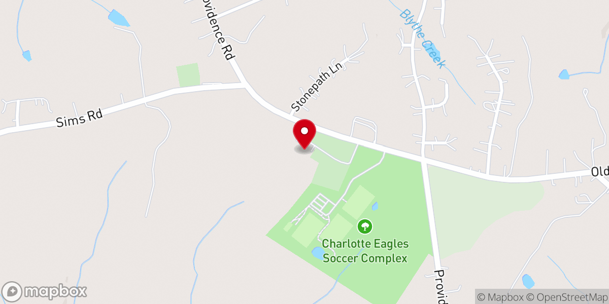 Map showing location of Waxhaw Baptist Church