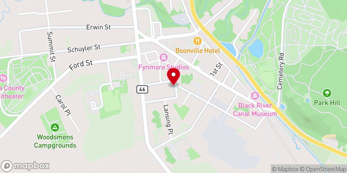 Map showing location of First Presbyterian Church of Boonville
