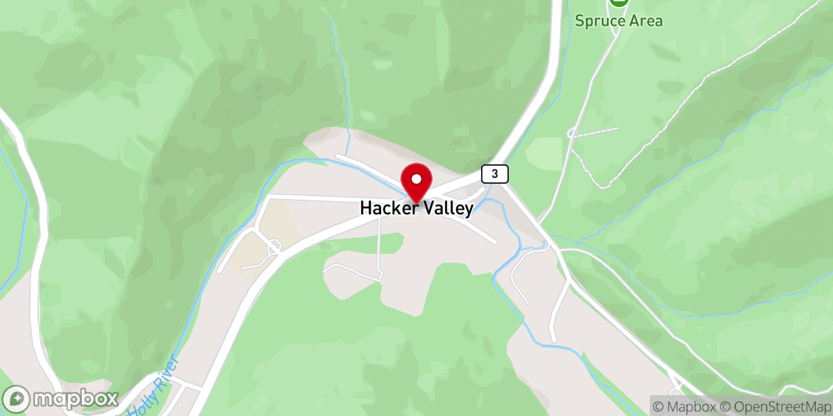 Map showing location of Hacker Valley Church