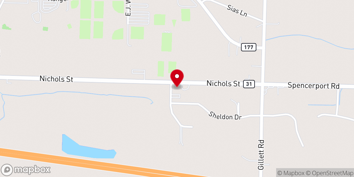 Map showing location of Spencerport Wesleyan Church