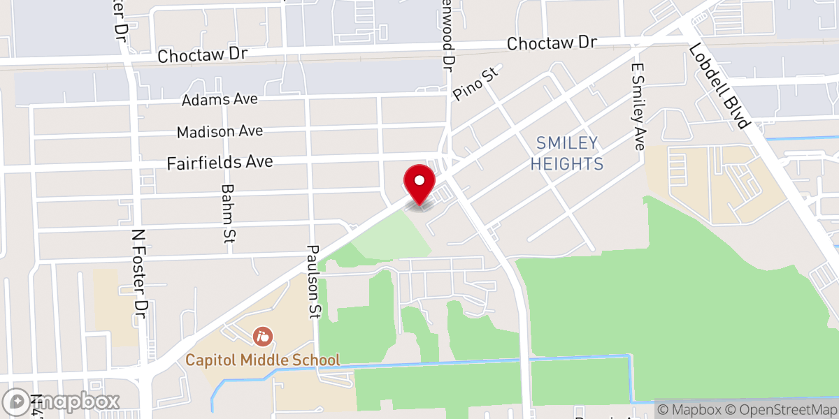 Map showing location of New Hope Baptist Church