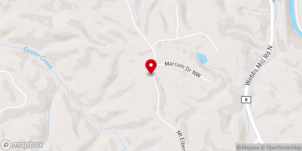 Map showing location of Mount Elbert Church