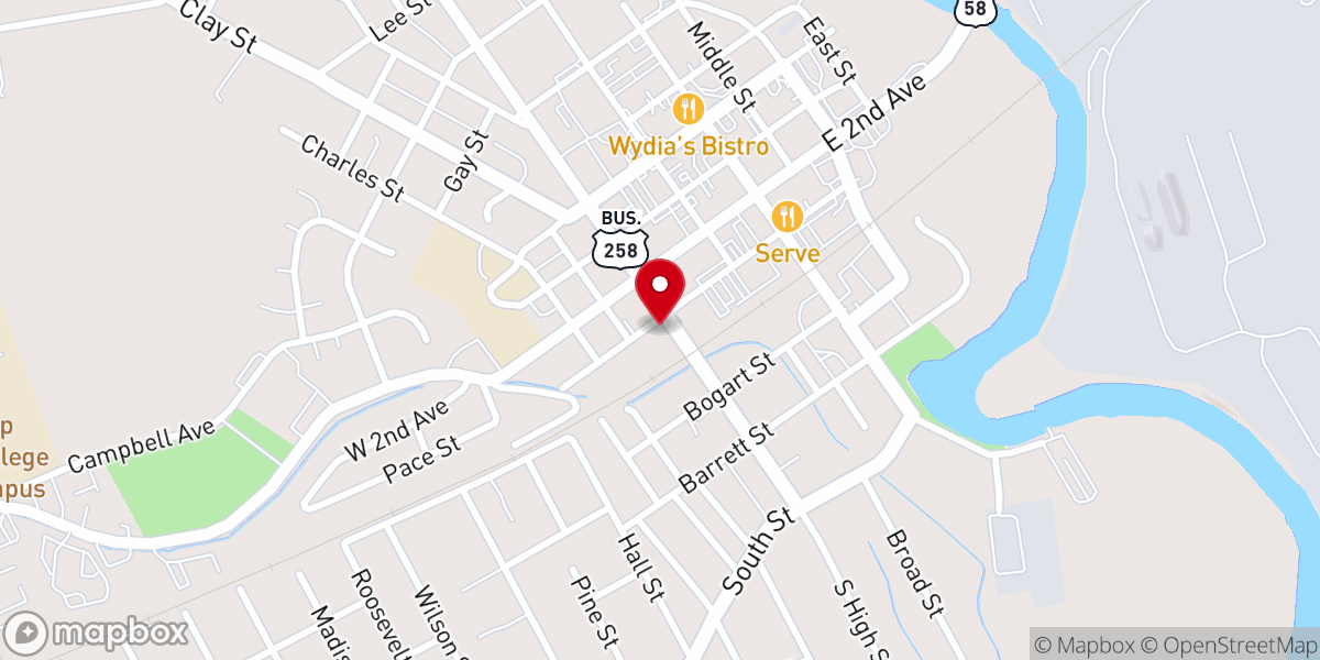 Map showing location of Franklin Cooperative Ministry