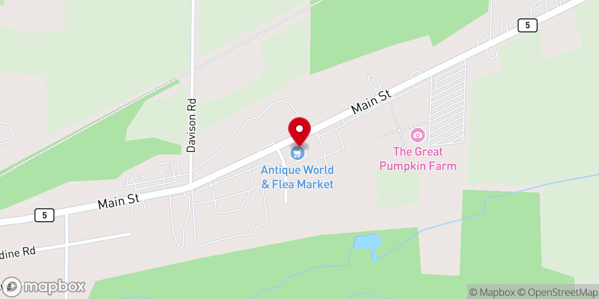 Map showing location of Antique World & Flea Market