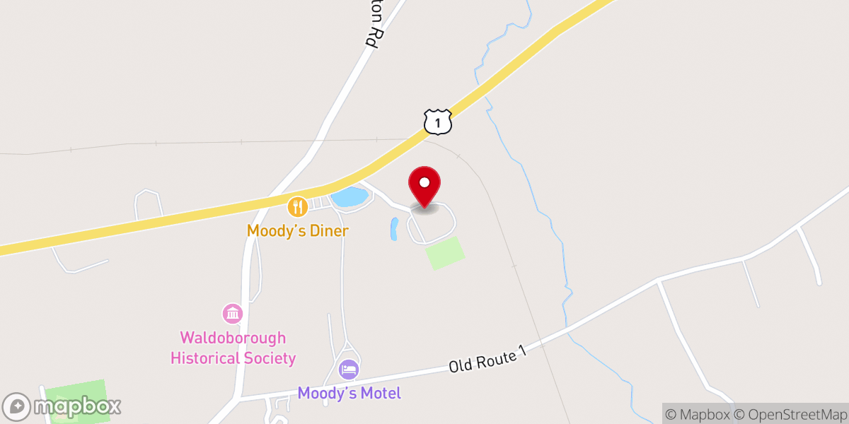 Map showing location of First Baptist Church of Waldoboro