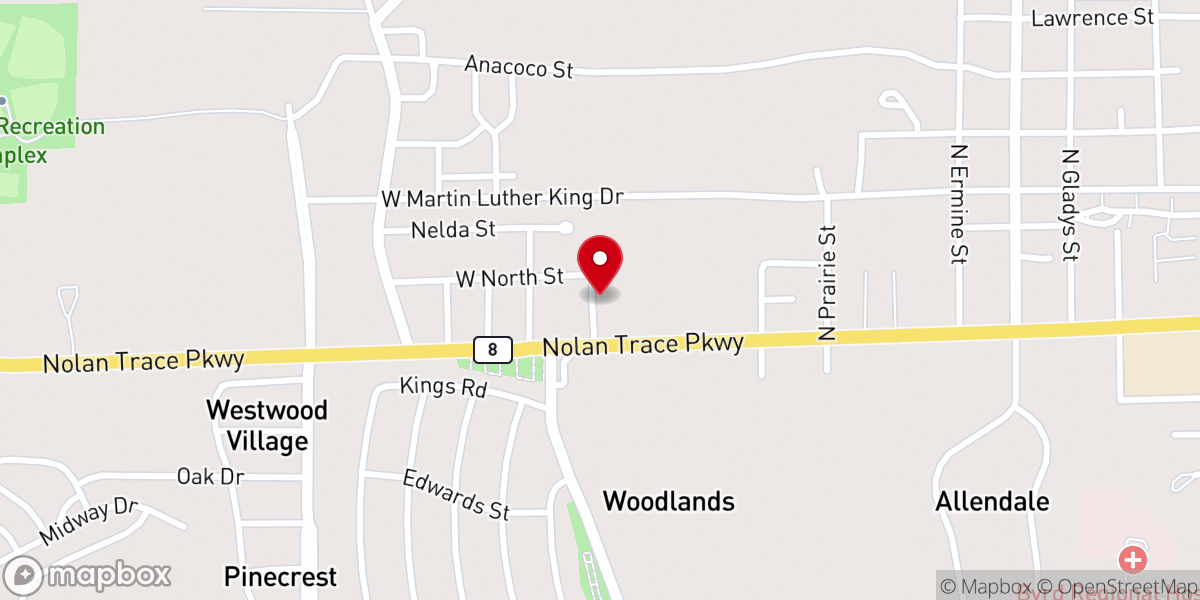 Map showing location of First Baptist Church Of Leesville
