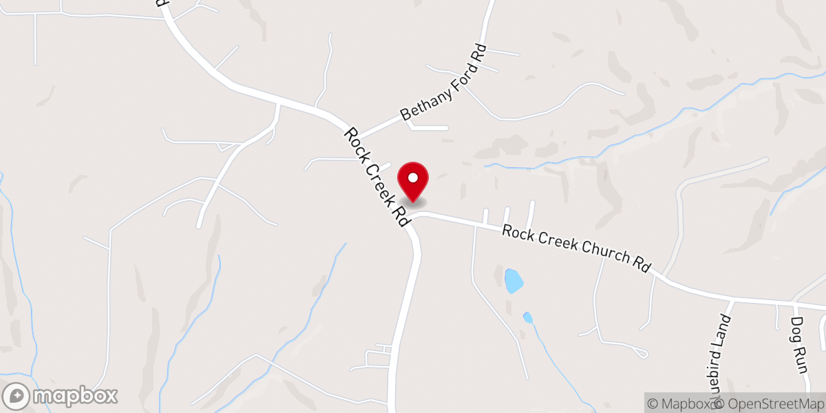 Map showing location of Rock Creek Baptist Church