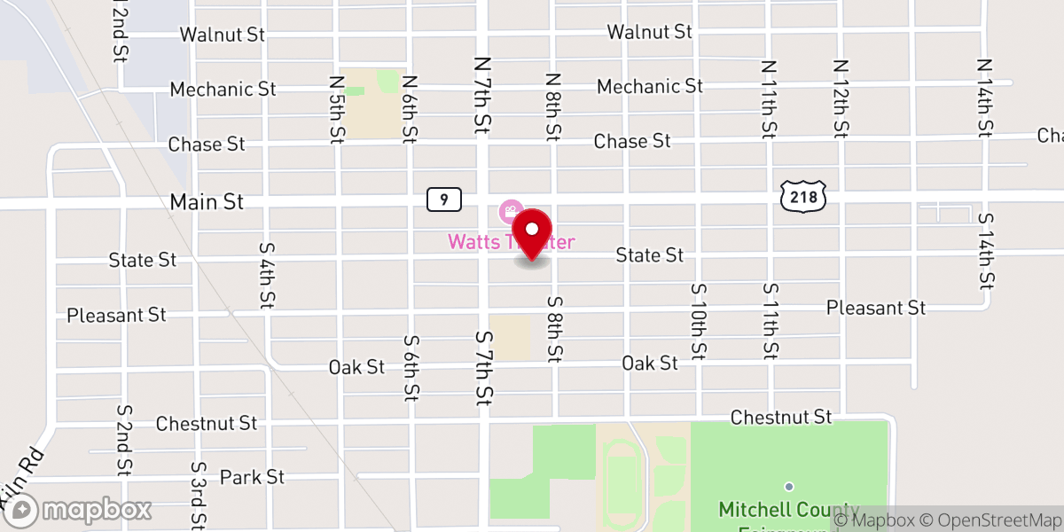 Map showing location of Osage Alliance Church