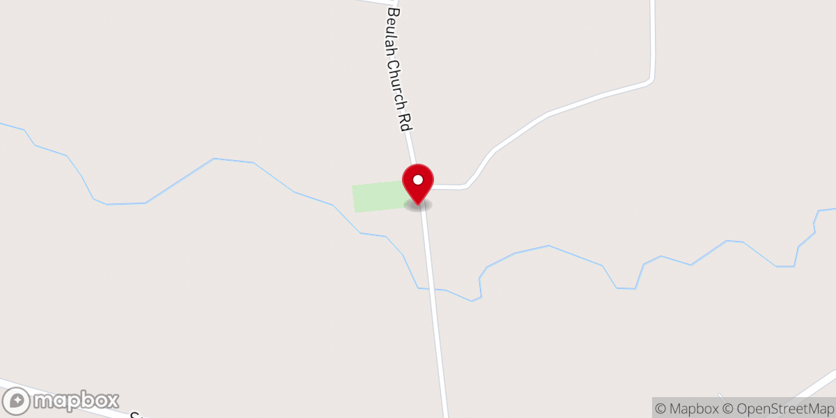 Map showing location of Beulah Baptist Church