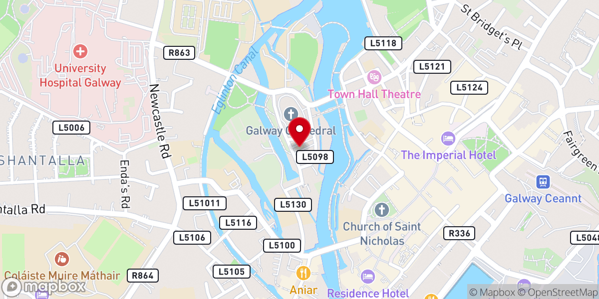 Map showing location of Cathedral Parking