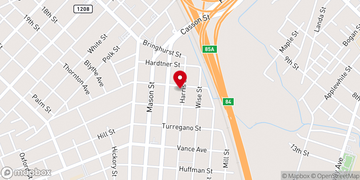 Map showing location of Second Bethlehem Missionary Baptist Church