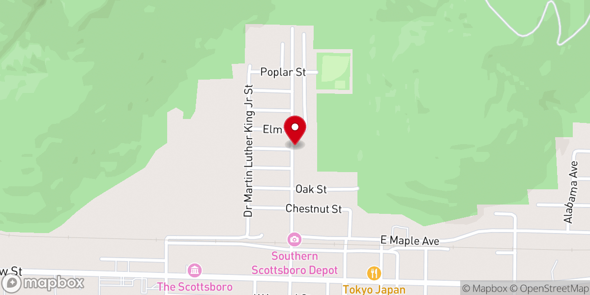 Map showing location of North Houston Street Church of Christ