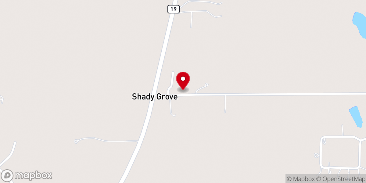 Map showing location of Shady Grove Baptist Church