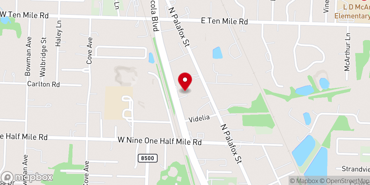 Map showing location of Church of Christ Pensacola Bl