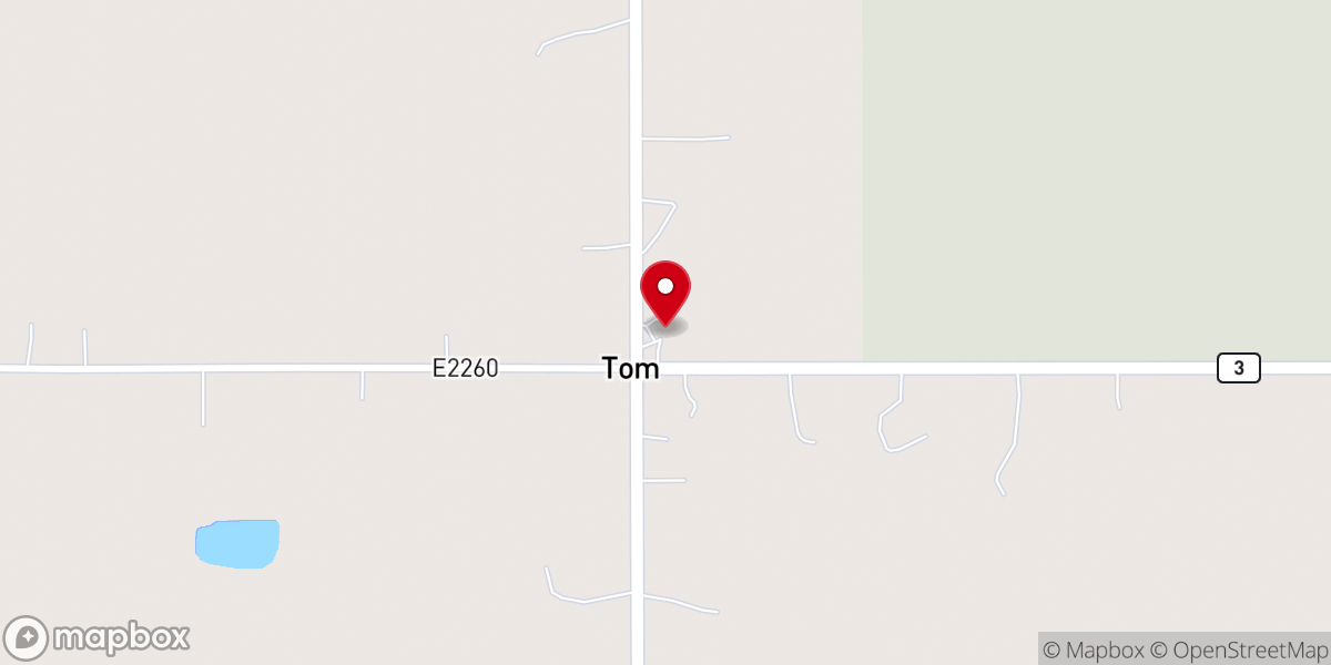 Map showing location of Tom Baptist Church