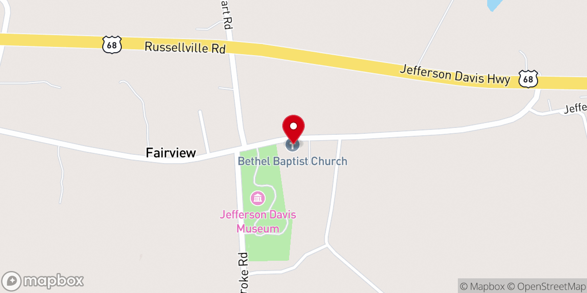 Map showing location of Bethel Baptist Church