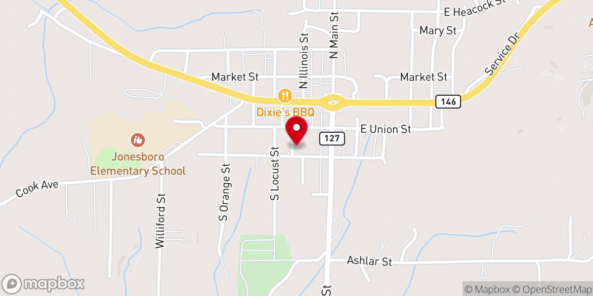 Map showing location of First Baptist Church-Jonesboro