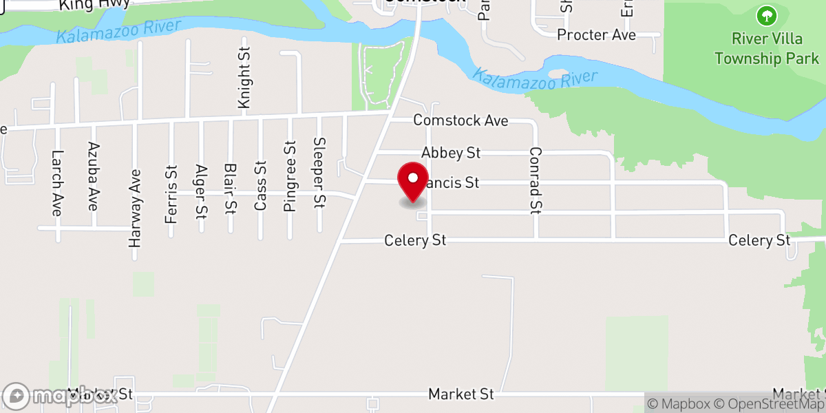 Map showing location of First Free Will Baptist Church of Comstock
