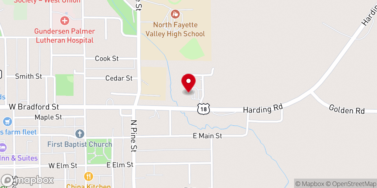 Map showing location of West Union United Methodist Church