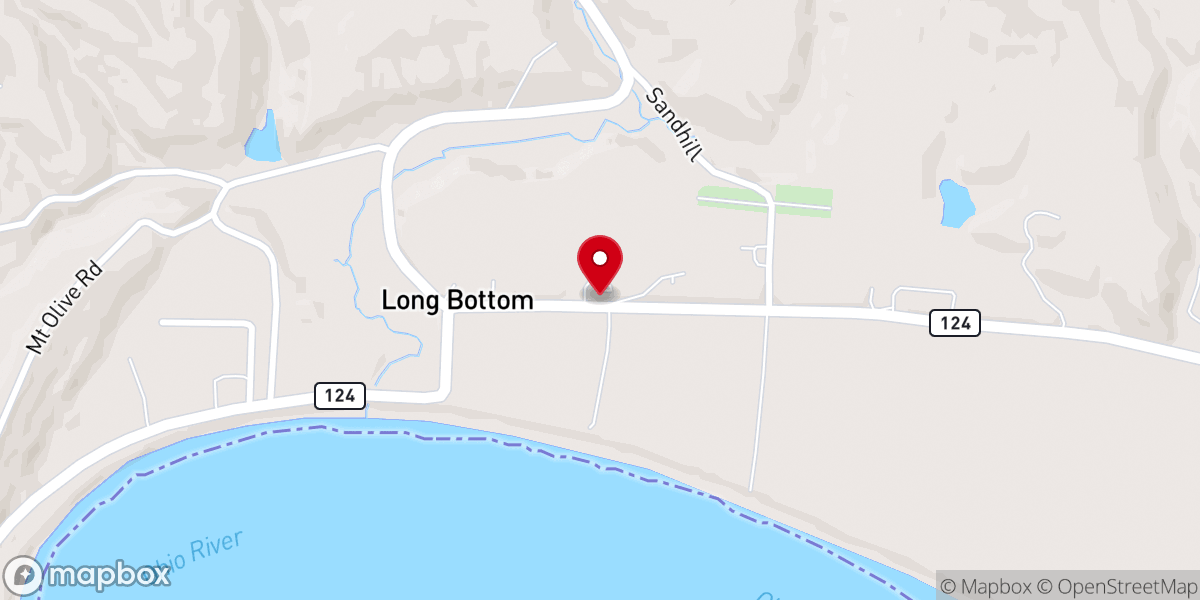 Map showing location of Long Bottom Christian Church