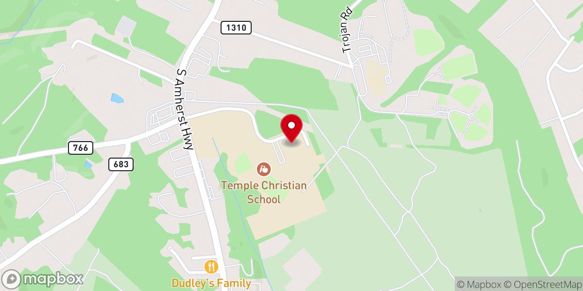Map showing location of Temple Christian School