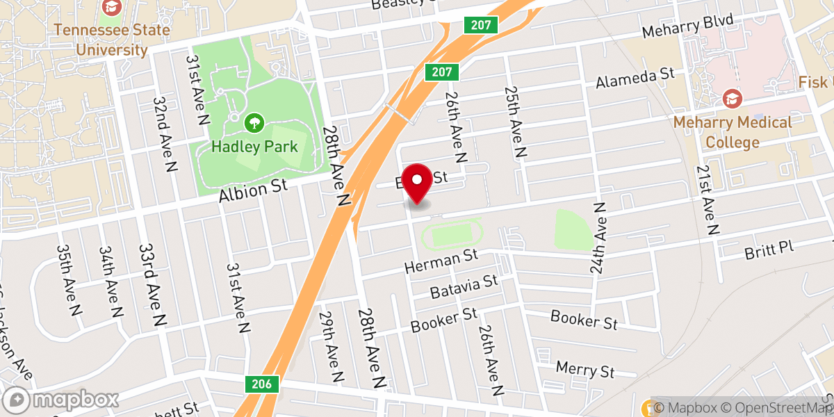 Map showing location of Abyssinia Missionary Baptist Church