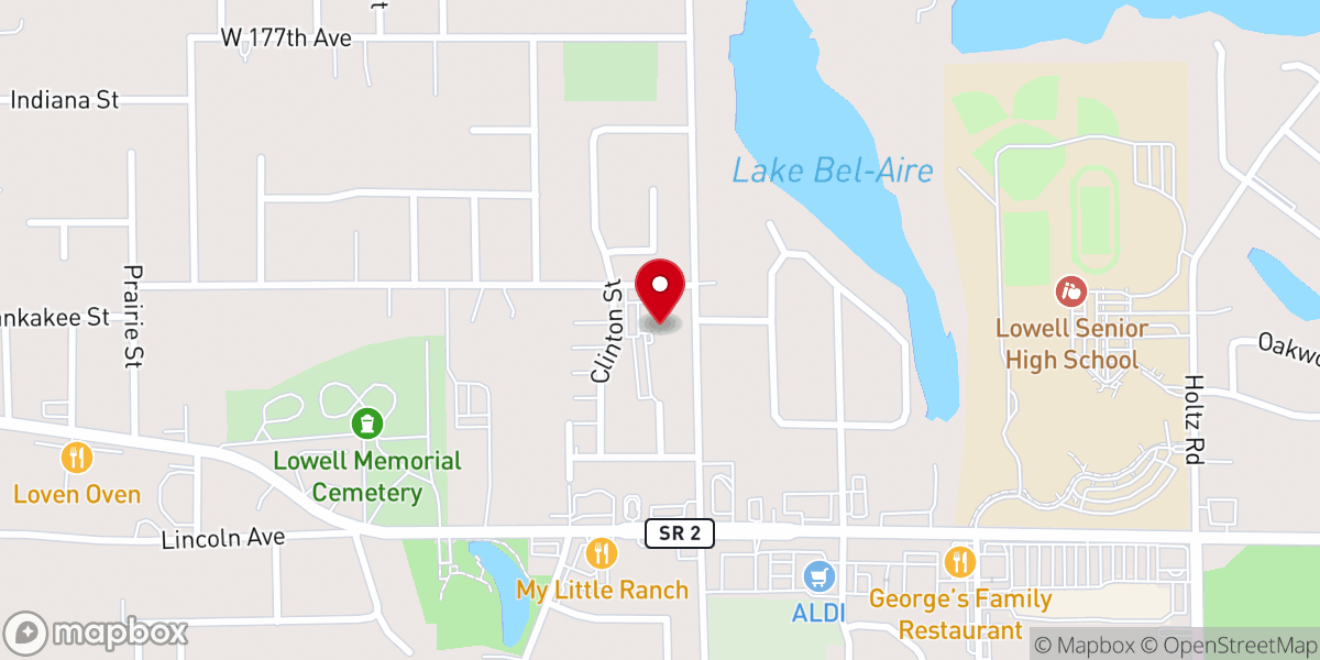 Map showing location of Lowell Church of Christ