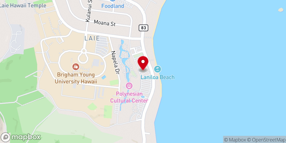 Map showing location of Courtyard by Marriott Oahu North Shore