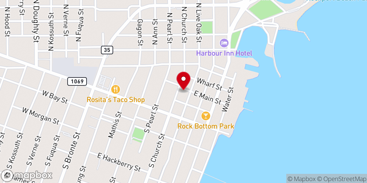 Map showing location of First United Methodist Church of Rockport