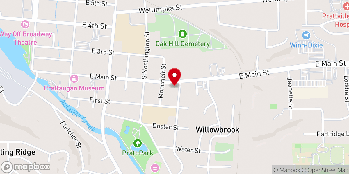 Map showing location of Prattville Primitive Baptist