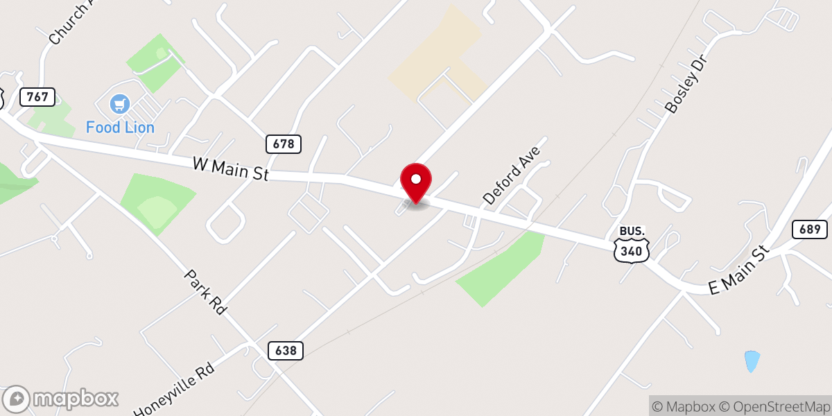 Map showing location of Stanley Baptist Church