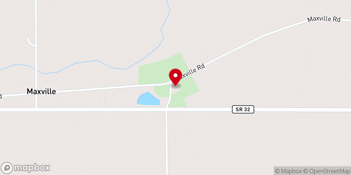 Map showing location of Maxville Church