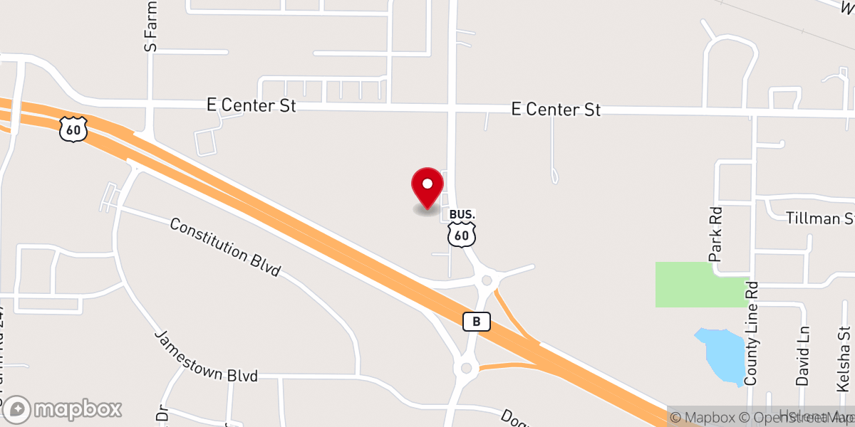 Map showing location of Rogersville Assembly of God