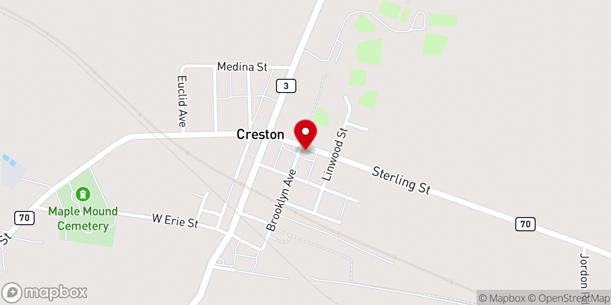 Map showing location of Creston Community Church