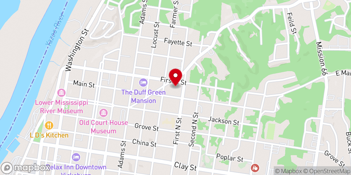 Map showing location of Vicksburg Church of God in Christ