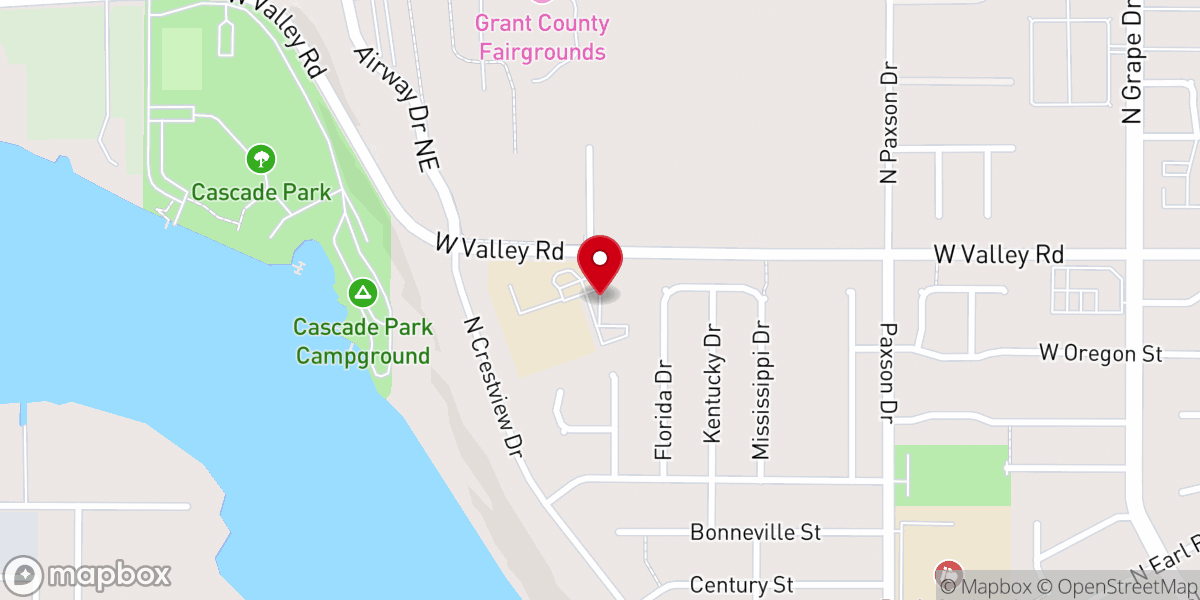 Map showing location of Moses Lake Seventh-day Adventist Church