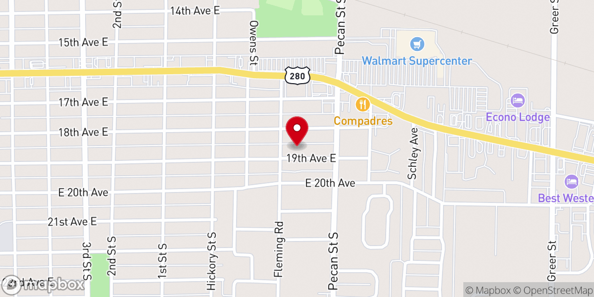 Map showing location of Pinecrest Baptist Church