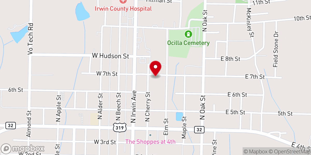 Map showing location of Mount Olive African Methodist Episcopal Church