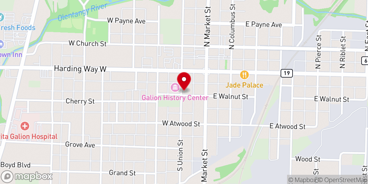 Map showing location of Grace Episcopal Church and Rectory, owned by Galion History Center