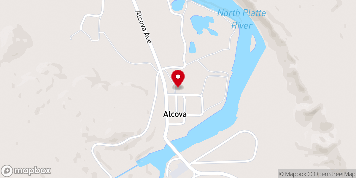 Map showing location of Alcova Community Church