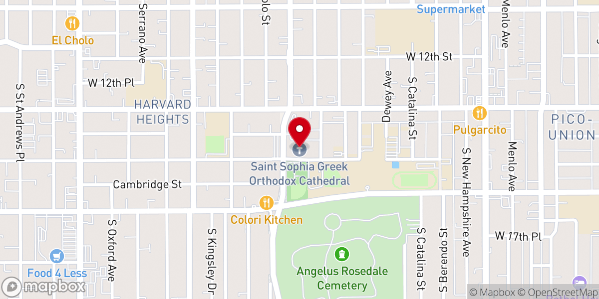 Map showing location of St. Sophia Greek Orthodox Cathedral