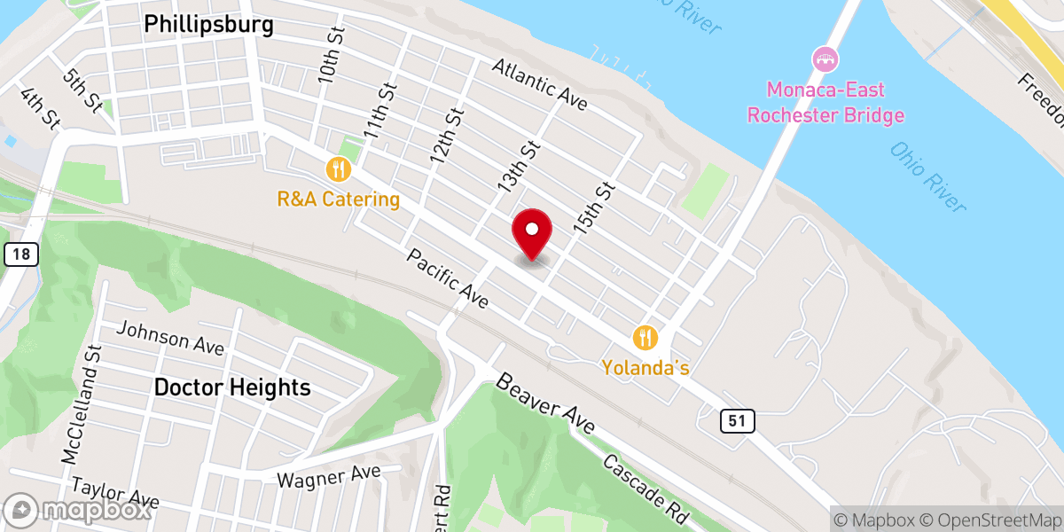 Map showing location of St. John the Baptist Roman Catholic Parish